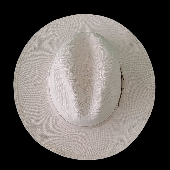 M.A.M.A. - Fedora Women\'s Straw White Hat, Light Beige Ribbon main image 4